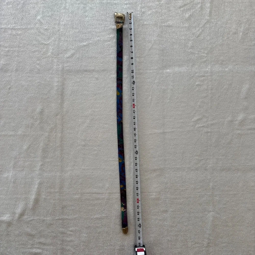 Vintage Abstract Art Leather Belt 36